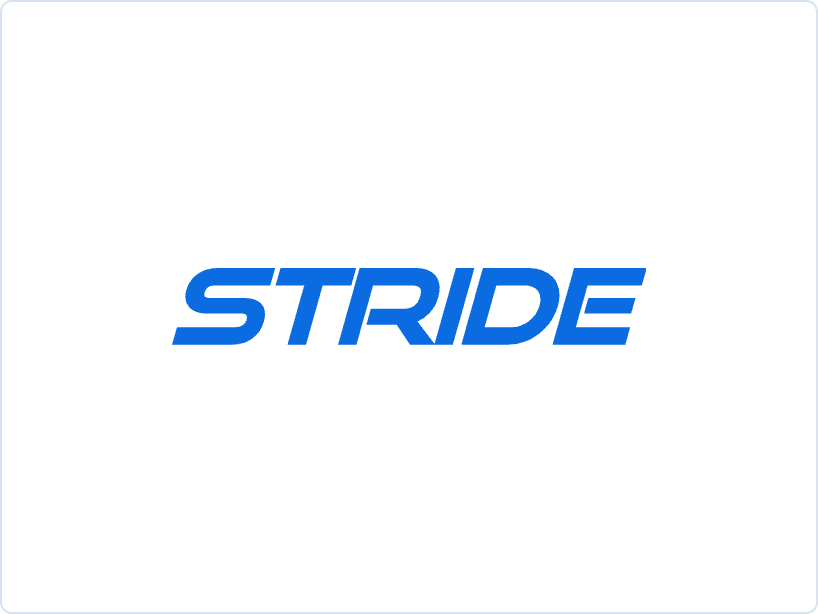 Wordmark in StrideBlue on paper