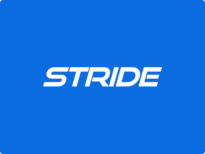 Wordmark in white on StrideBlue